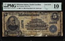 1902PB $5 Winston-Salem, NC National Currency Note CH# 12278 PMG Very Good 10