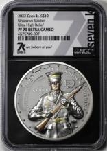 2022 Cook Islands $10 Unknown Soldier Ultra High Relief Coin NGC PF70 Ultra Cameo