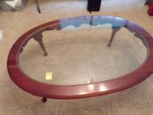 48'' Oval Glass Top Coffee Table and Round Column Shaped End Table With (2)