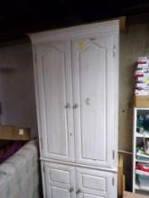 Rustic White Hutch - 2 Upper Doors, 2 Lower Doors, 32'' x 17'' x 78''