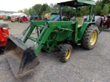 John Deere 870, 4 WD, Tractor w/Model 80 Loader, Canopy w/Backhoe Attachmen