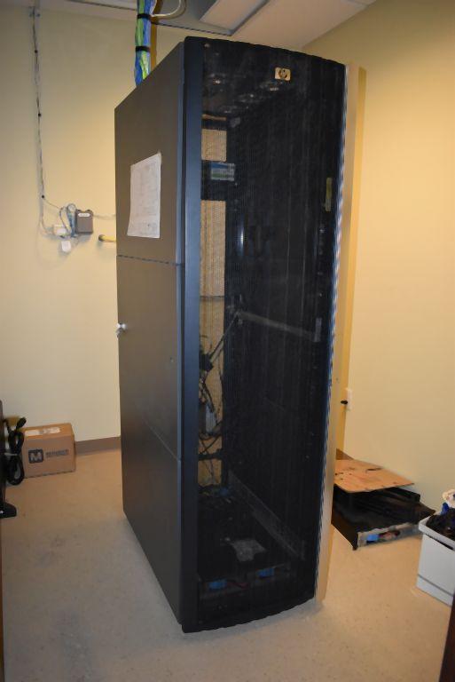 DATA CENTER SERVER CABINET W/MISC. BOX W/WIRING