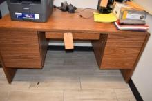 FIVE DRAWER WOODGRAIN OFFICE DESK, 30"H x 60"W x 29"D