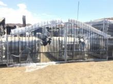 Unused 16ft Bi-Parting Wrought Iron Gate w/Deer