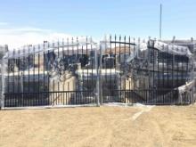 Unused 20ft Bi-Parting Wrought Iron Gate w/Horse