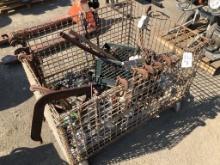 Wire Crate of Misc Items, Including Chains,