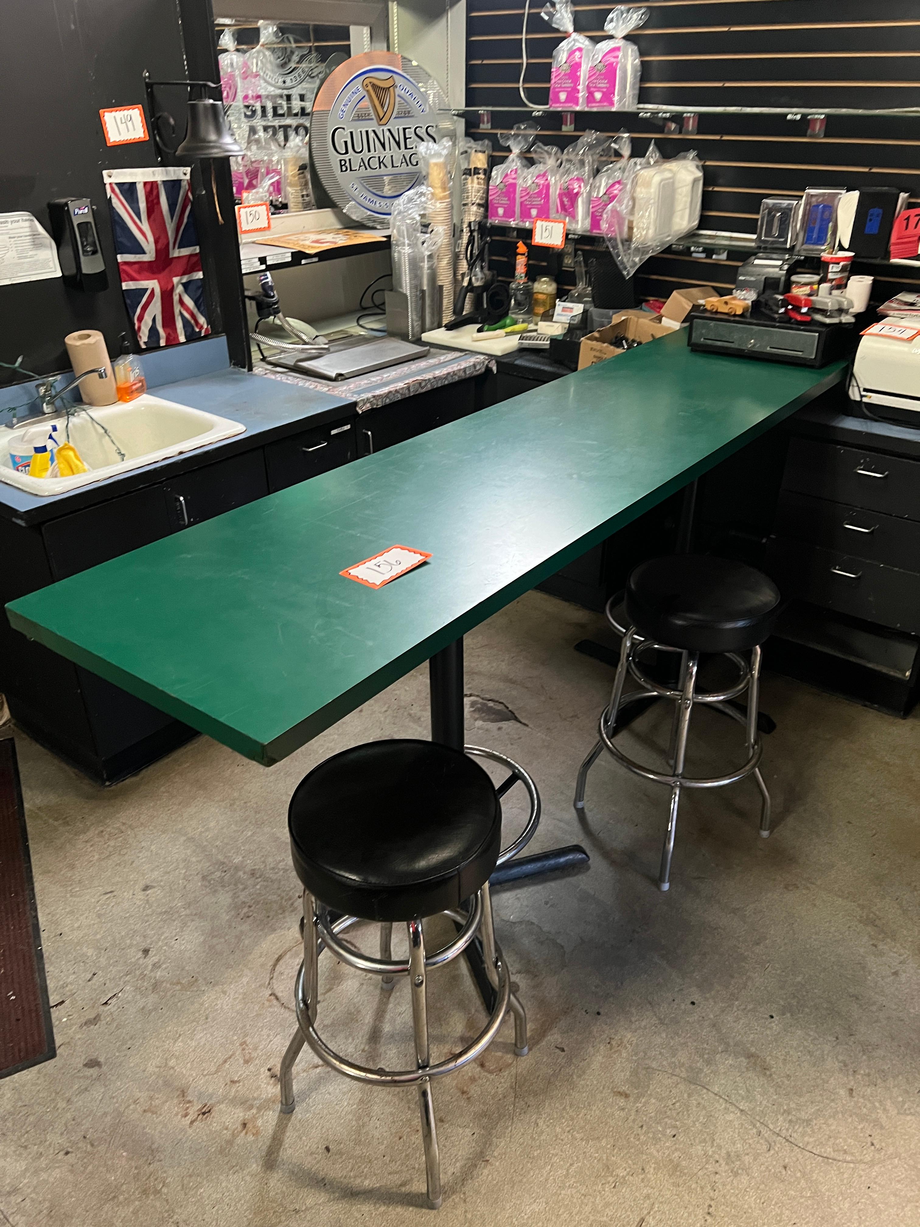 Bar Height Long Table with pair Bar Stools