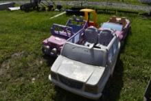 3 Power Wheels Cars and Cozy Coupe
