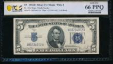 1934D $5 Silver Certificate PCGS 66PPQ