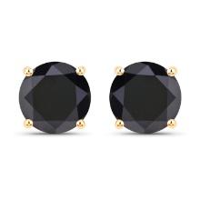 14KT Yellow Gold 5.41ctw Black Diamond Earrings