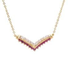 Plated 18KT Yellow Gold 0.61ctw Ruby and Diamond Pendant with Chain