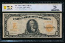 1907 $10 Gold Certificate PCGS 20