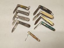 (9Pcs.) ASSORTED I.K. CO.  FOLDING KNIVES