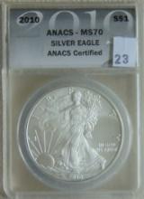 2010 Silver Eagle ANACS MS70.