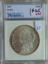 1887 Morgan Dollar Tru Grade MS62.