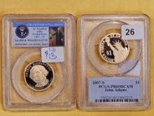 Two GEM PCGS Proof 69 Deep Cameo Presidential Dollars