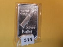 One Troy ounce .999 fine silver Art bar