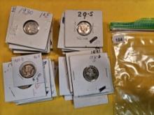 Forty silver Mercury Dimes