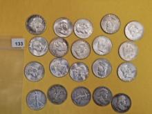 Twenty mixed Silver Half Dollars