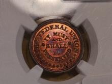 * NGC 1861-65 Civil War Token in Mint State 64 RED-BROWN