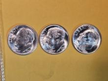 1950 P-D-S silver Roosevelt Dimes