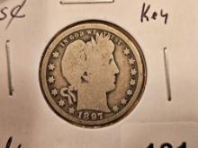 * Semi-Key 1897-O Barber Quarter in Very Good