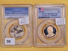Two PCGS Specimen and Proof Presidential Dollars