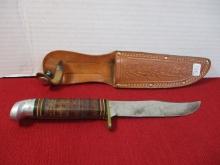 Western Leather Handled Vintage Knife with Sheath