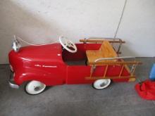 Metal Fire Department Peddle Car w/ Bell & Ladders