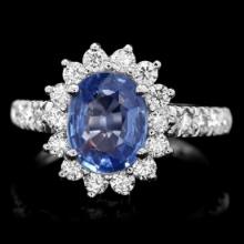 14K White Gold 1.87ct Sapphire and 0.72ct Diamond Ring