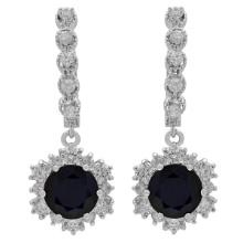 14k White Gold 4.96ct Sapphire 1.92ct Diamond Earrings