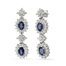 14K White Gold Setting with 3.62ct Sapphire and 2.90ct Diamond Earrings