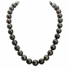 12-14.5mm Natural Black Pearl Necklace