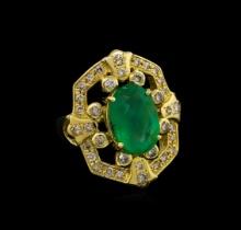 14KT Yellow Gold 3.73 ctw Emerald and Diamond Ring