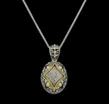 0.25 ctw Diamond Pendant and Chain - Silver/18KT Yellow Gold