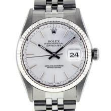 Rolex Mens Stainless Steel 36MM Silver Index Datejust Wristwatch