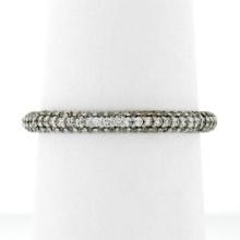 New 14K White Gold .85 ctw Diamond 2.30mm Domed 3 Row Eternity Wedding Band Ring