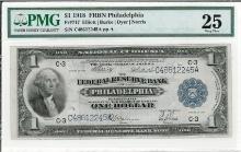 1918 $1 FRBN Federal Reserve Bank Note Philadephia PMG 25 Very Fine