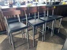 QTY. 8 - BAR STOOLS, LEATHER AND WOOD, EAST COAST CO. X $