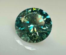 2.5ct Brilliant Cut Blue Moissanite Gemstone GRA Cert