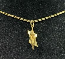 14k Gold Chai Star Of David Pendant w/ 10k Gold Chain