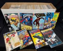 Long Box full of Over 250 Comics. Frank Frazetta, Wolverine, Superman, Batman, Flash more