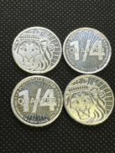 4x 1/4 Oz .999 Fine Silver Scottsdale Bullion Silver Coins