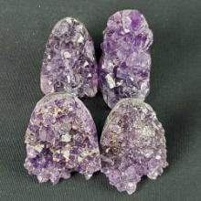 4 pieces of raw amethyst cluster specimens