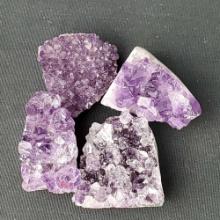 4 pieces of raw amethyst cluster specimens