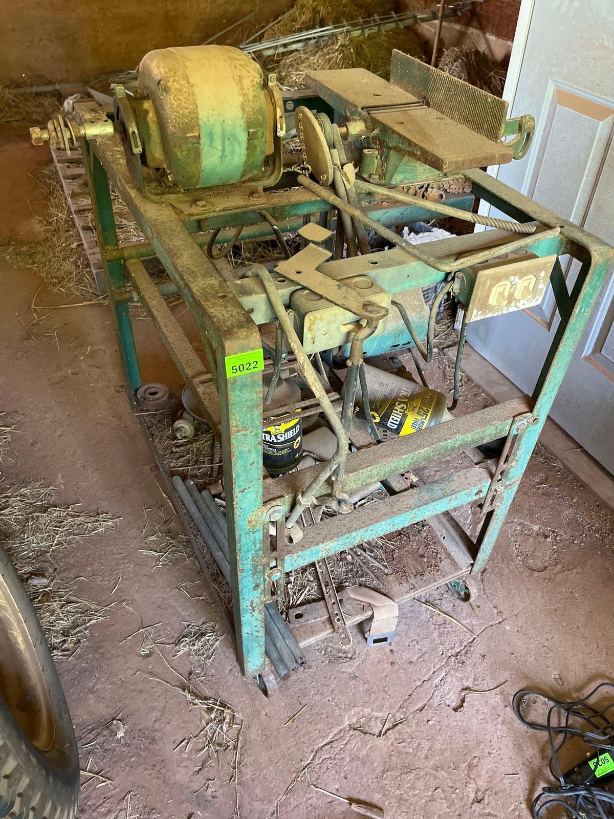 Metal cart with electric grinder and planer