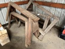 2 pairs wooden saw horses