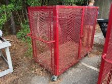 Red Lockable Storage Cage On Casters