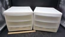 2 - Sterilite 3 Drawer Plastic Organizers