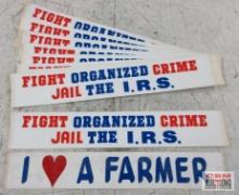 Bumper Stickers... "Fight Organized Crime Jail the I.R.S." - Set of 8 "I Love A Farmer"...